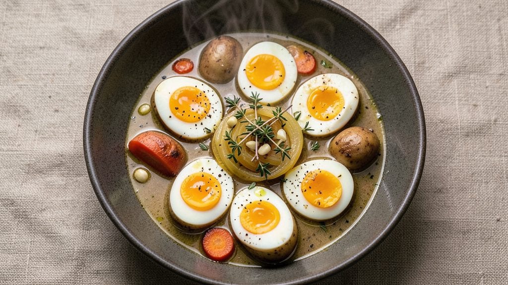 Boiled Egg Stew Recipe: Savory Simmer With Soft-Boiled Eggs and Herbed Bread