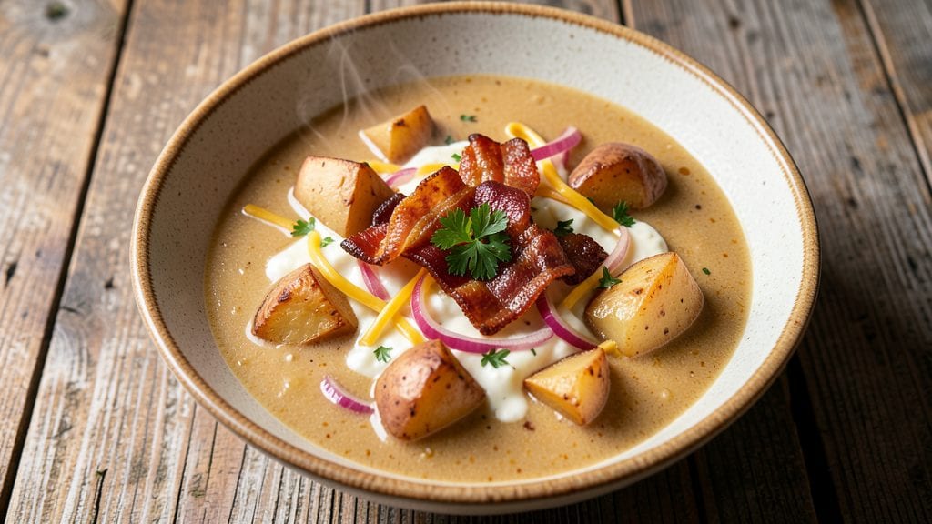 Charleston-Style Potato Soup Recipe: Smoky Cheddar and Bacon Swirls