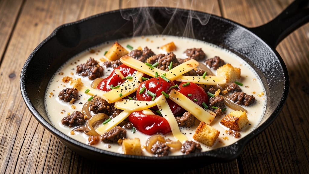 Cheeseburger Soup Recipe No Velveeta: Smoky Beef and Tomato Base With Crispy Top