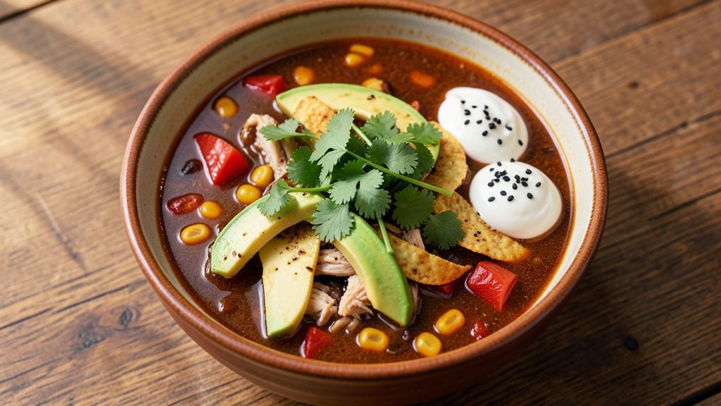 Max & Erma's Tortilla Soup Copycat Recipe: Smoky Avocado Cream Swirled With Crispy Tortilla Crunch