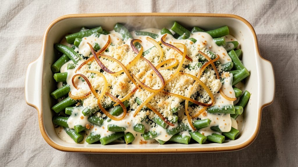 Old Fashioned Green Bean Casserole Recipe: Easy No-Soup Creamy Top Trick