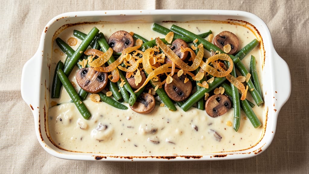 Original Campbell Soup Green Bean Casserole Recipe: Golden Fried Onions and Creamy Mushroom Magic