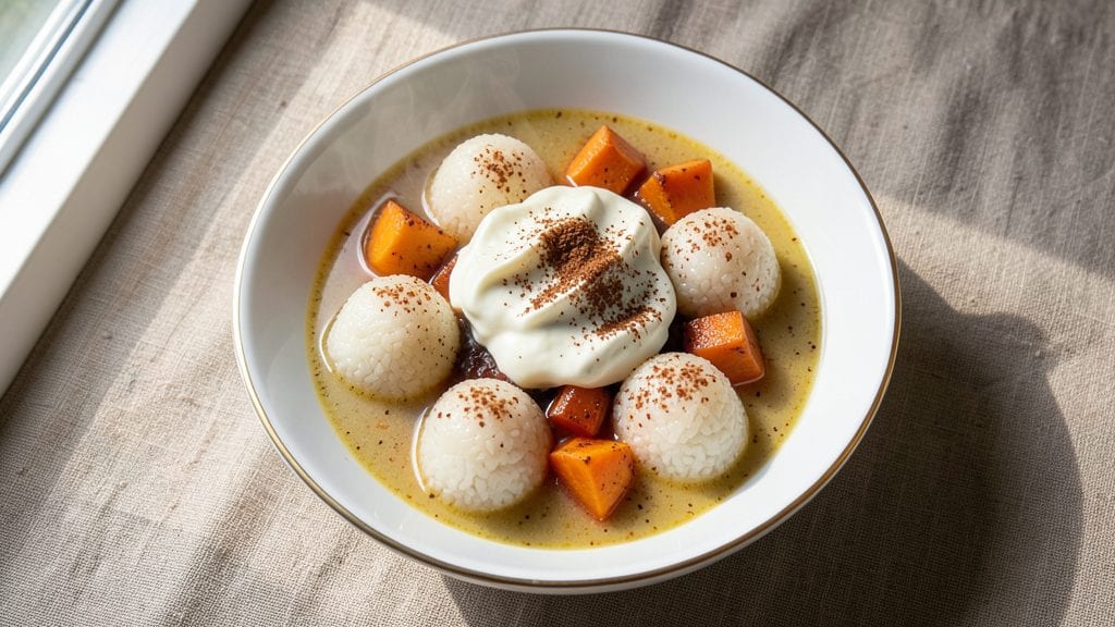 Sweet Rice Ball Soup Recipe: Warm Spiced Mochi Bites in Silky Broth